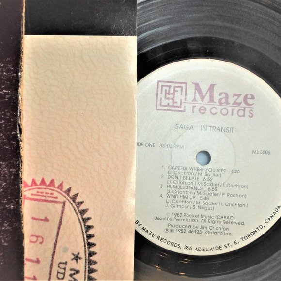 1982 Saga IN TRANSIT Record LP Vinyl Record Maze Records #ML8006 Music LP Record - Picture 3 of 5